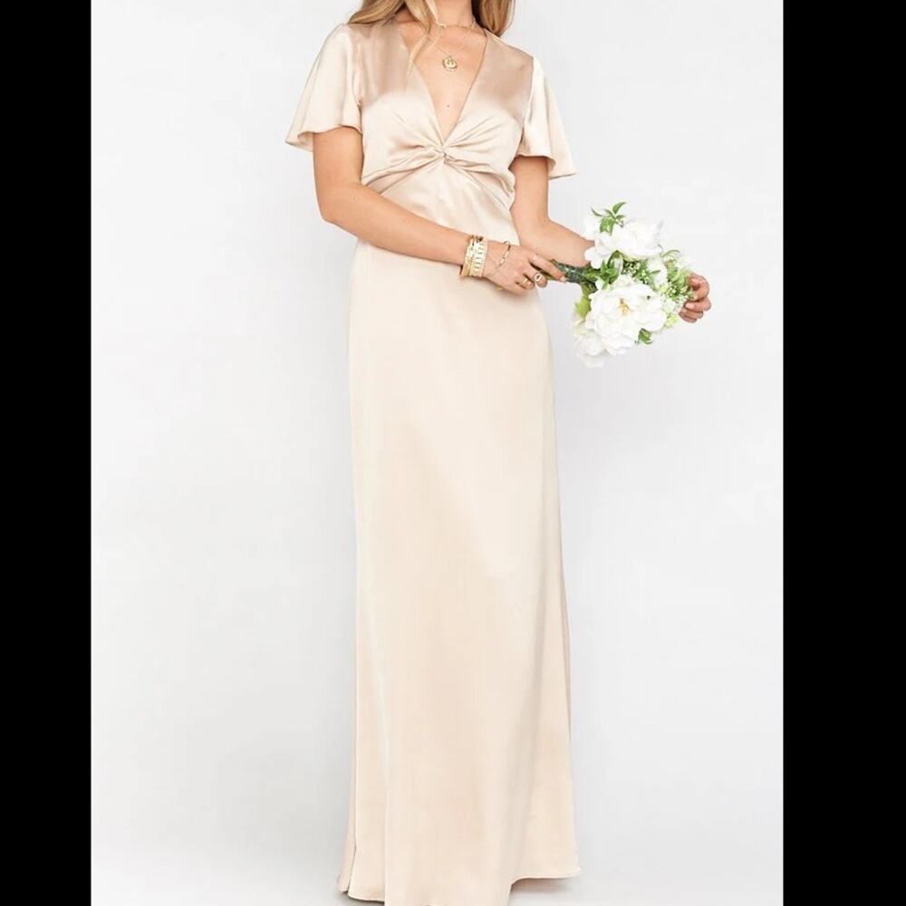 NWT Show Me Your Mumu Rome Twist Gown Champagne Luxe Satin Size XL